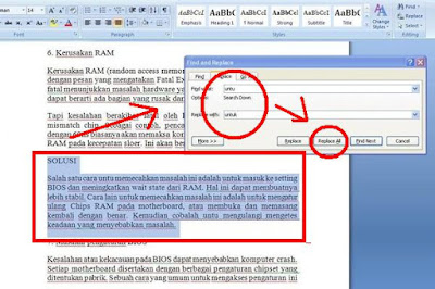 Cara Cepat Mengganti Kata Salah Pada Sebagian Paragraf