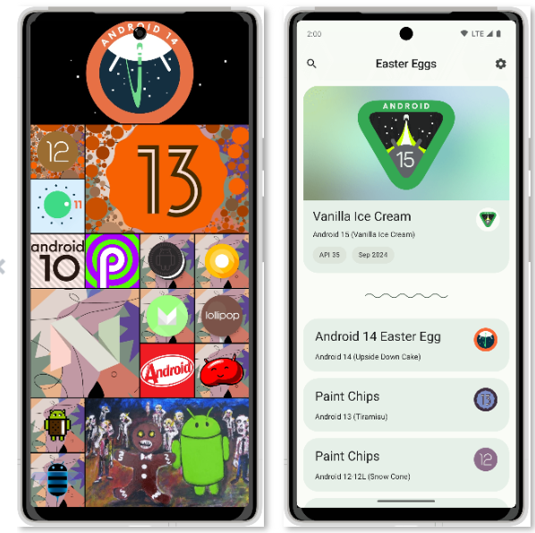 Get the official Google Games list for every Android version with Easter Eggs app