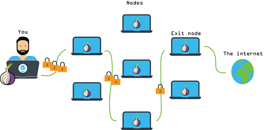La red de TOR se compone de nodos que son capas de protección