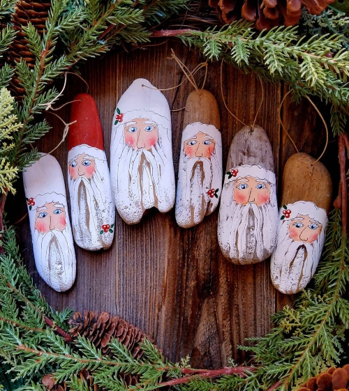 Driftwood Santa Ornaments