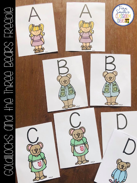 For your favorite traditional version of Goldilocks and the Three Bears. Write “3” and “three” on the board or an anchor chart and explain that this is WEEK THREE and that you will be studying all the exciting things related to 3… Goldilocks and  The Three Bears, The Three Little Pigs, the number 3, triangles, etc. Review your expectations for small group and have the students transition to their first new group. The items in this freebie are to help you on your first day, usually the Monday of Week Three to have a consistent theme related to Goldilocks and The Three Bears Freebie on TeacherspayTeachers.  #FernSmithsClassroomIdeas