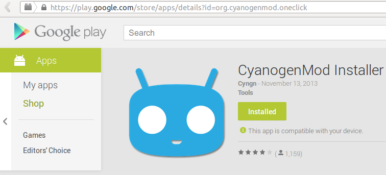 https://play.google.com/store/apps/details?id=org.cyanogenmod.oneclick