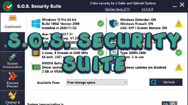 S.O.S. Security Suite - Δωρεάν απομάκρυνση ιών και βελτιστοποίηση του υπολογιστή μας