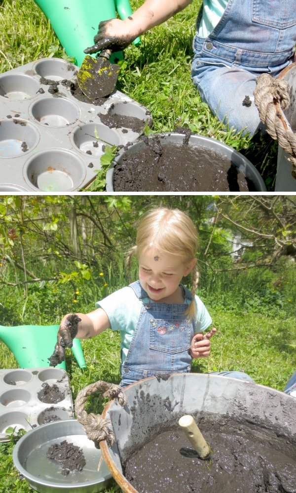 Wow all ages and make MAGIC mud!  It bubbles and fizzes as kids play! #magicmud #mudpierecipe #mudplayideas #fizzingmud #bakingsodaexperimentsforkids #growingajeweledrose