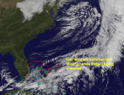 Florida und US-Ostküste müssen sich auf heftigen Regen und Sturm einstellen, Florida, US-Ostküste Eastcoast, USA, Vorhersage Forecast Prognose, Oktober, 2011, Hurrikansaison 2011, aktuell, Wettervorhersage Wetter, Atlantik, 