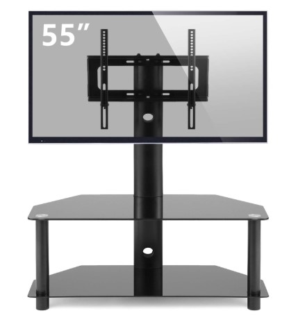 TAVR Glass Floor TV Stand with Swivel Mount