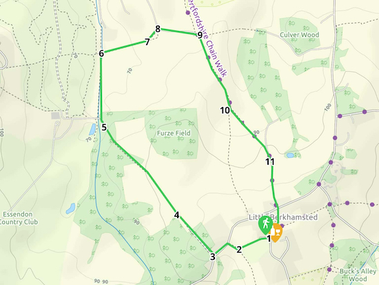 Map for Walk 7: The Little Berkhamsted North-West Loop