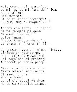 Cantece de leagan versuri