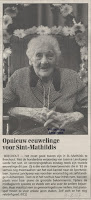 Joanna Lanckpaep 1897-1999, als honderdjarige gevierd in het rusthuis Sint-Mathildis van Boechout