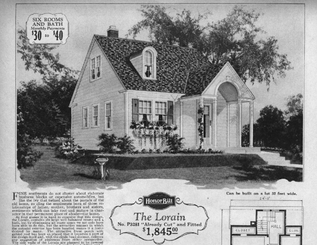 b&W image of Sears Lorain 1929 Sears Modern Homes catalog