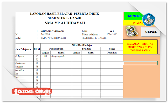 Aplikasi Raport SMA Berbasis KTSP