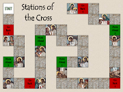 . a row (up, down, across, or diagonal) on their bingo card first, wins. (stationsofthecrossgameboardnew)