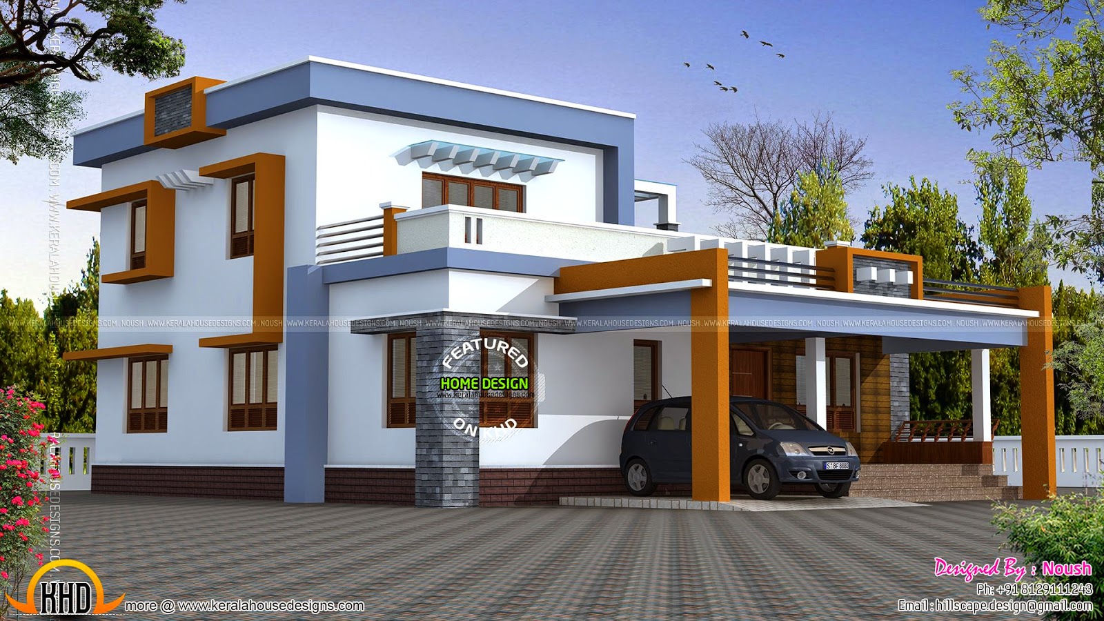  Box  type  house  exterior elevation  Kerala home  design and 