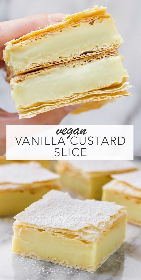 Vegan Vanilla Custard Slice - Amy Le Creations #vegan