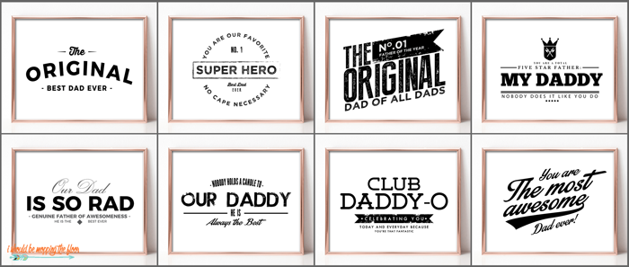 Vintage Father's Day Printables | These EIGHT retro-logo-style printables are perfect for all of the dads! Frame and gift.