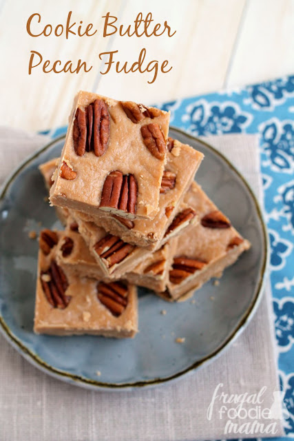 With just 3 simple ingredients, this buttery & rich Cookie Butter Pecan Fudge is going to quickly become your new go-to holiday fudge recipe