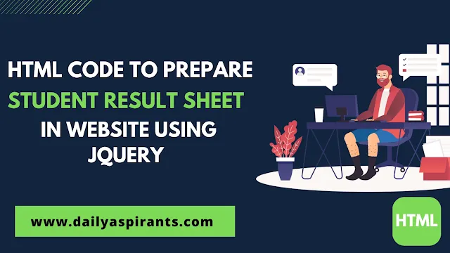 HTML code to prepare student result sheet in website using jquery