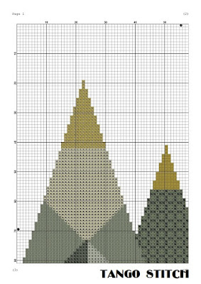 Mountains moose landscape geometric cross stitch pattern