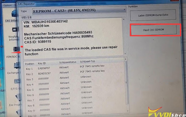 VVDI BIMTool Repair BMW CAS3++ After Bad Flash 15