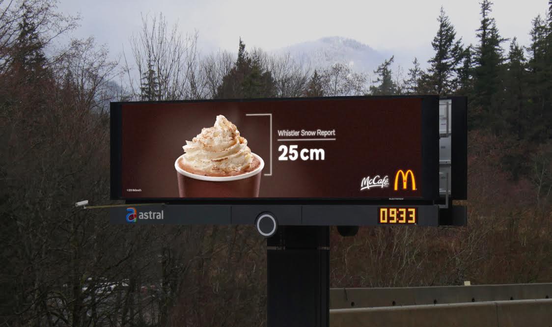 McCafé Billboard Gives Skiers a Tasty Real Time Snow Report On Their Way To Whistler