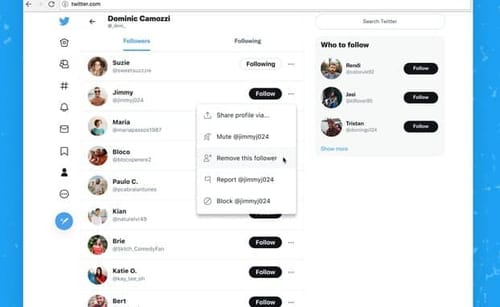 Twitter is testing a new option to remove specific followers