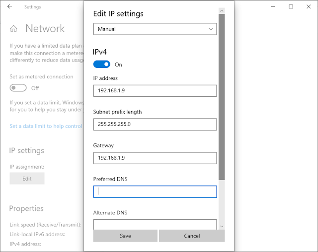 Edit IP Address on Windows 10