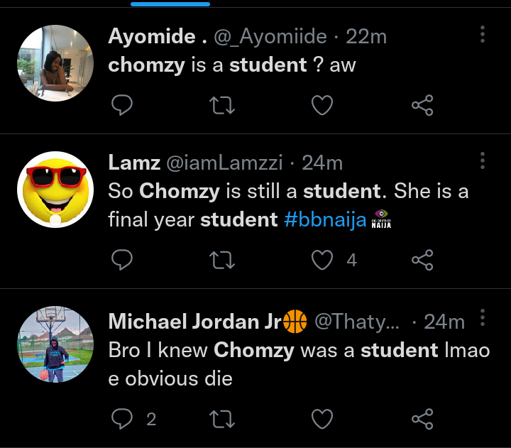 I'm a final year student, I left school to be here - Chomzy