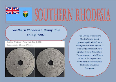Southern Rhodesia 1 Penny Hole Coin@ 120/- 