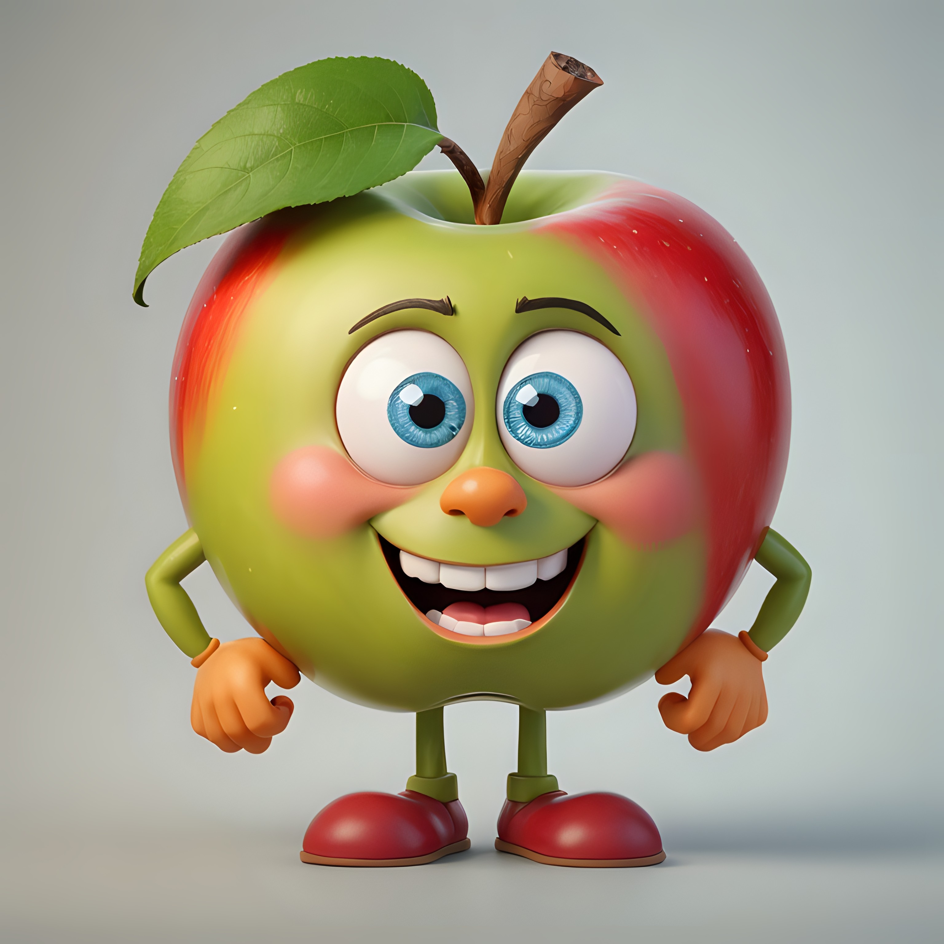 Happy apple cartoon character