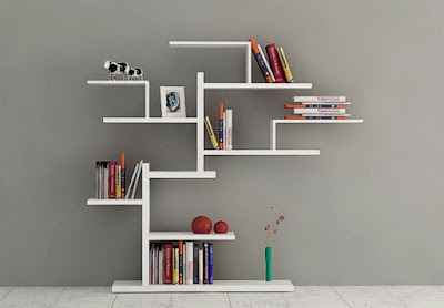 Bookshelf with standing book rack design