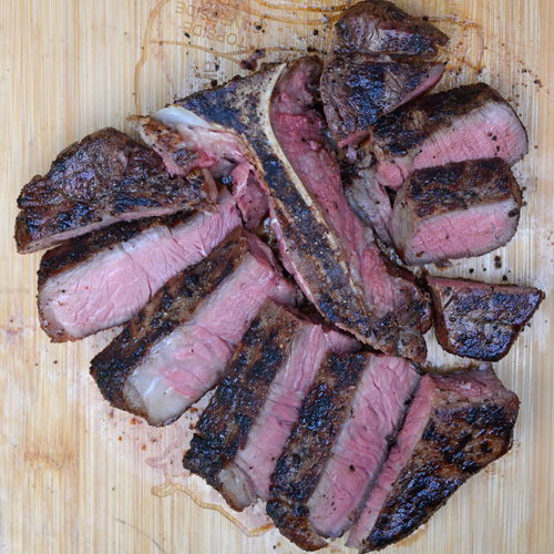 Reverse seared porterhouse steak on the big green egg