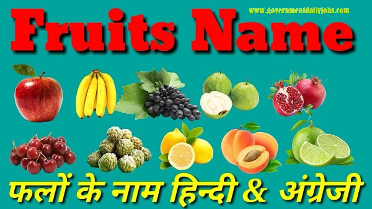 FRUITS NAME IN HINDI AND ENGLISH WITH PICTURES: फलों के नाम हिंदी और अंग्रेजी में चित्रों के साथ