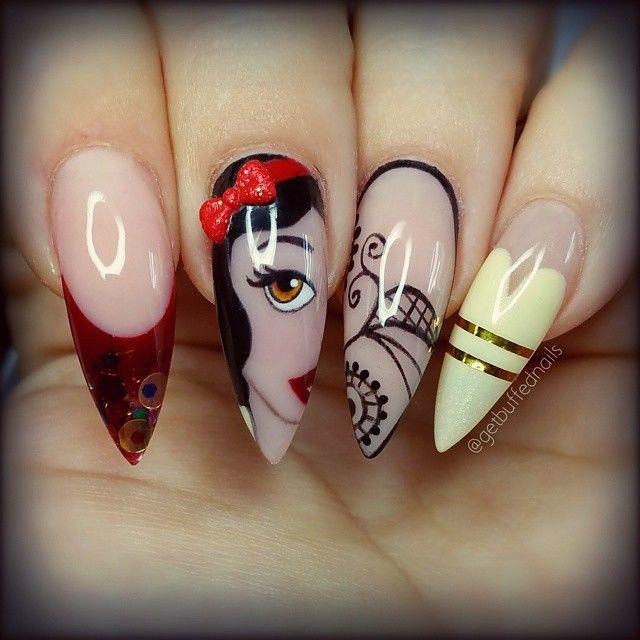 Snow White manicure on female hands. Winter nail design. Stock Photo |  Adobe Stock