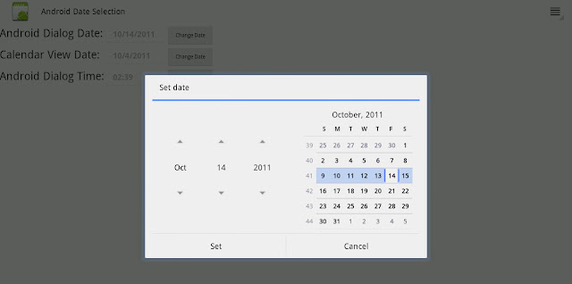 Android DatePickerDialog TimePickerDialog and CalendarView widget