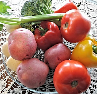 a plate of nightshade vegetables potatoes and peppers