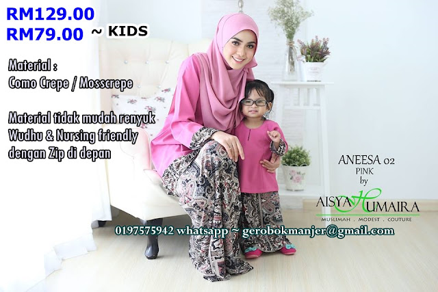 BAJU KURUNG SEDONDON IBU DAN ANAK MOSSCREPE