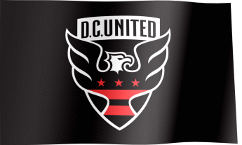 The waving fan flag of the D.C. United with the logo (Animated GIF)