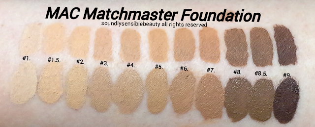 Mac Matchmaster Foundation; Review & Swatches of Shades #1, #1.5, #2, #3, #4, #5, #6, #7, #8, #8.5, #9,