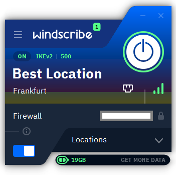 Windscribe VPN 2.02 - Connecté