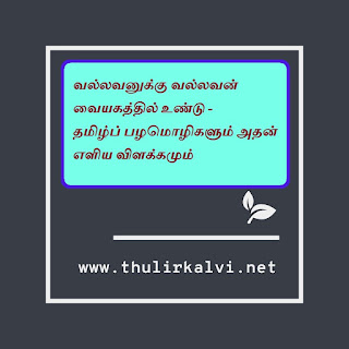 வல்லவனுக்கு வல்லவன் வையகத்தில் உண்டு - தமிழ்ப் பழமொழிகளும் அதன் எளிய விளக்கமும்