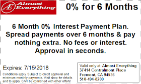 Coupon 6 Month Interest Free Payment Plan June 2018