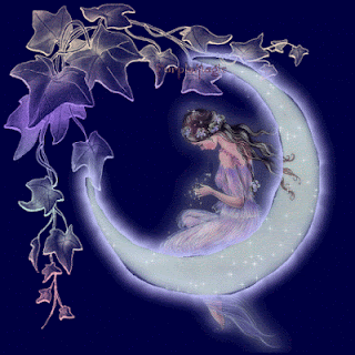 Animated Gif Image of Fairy sitting on the moon