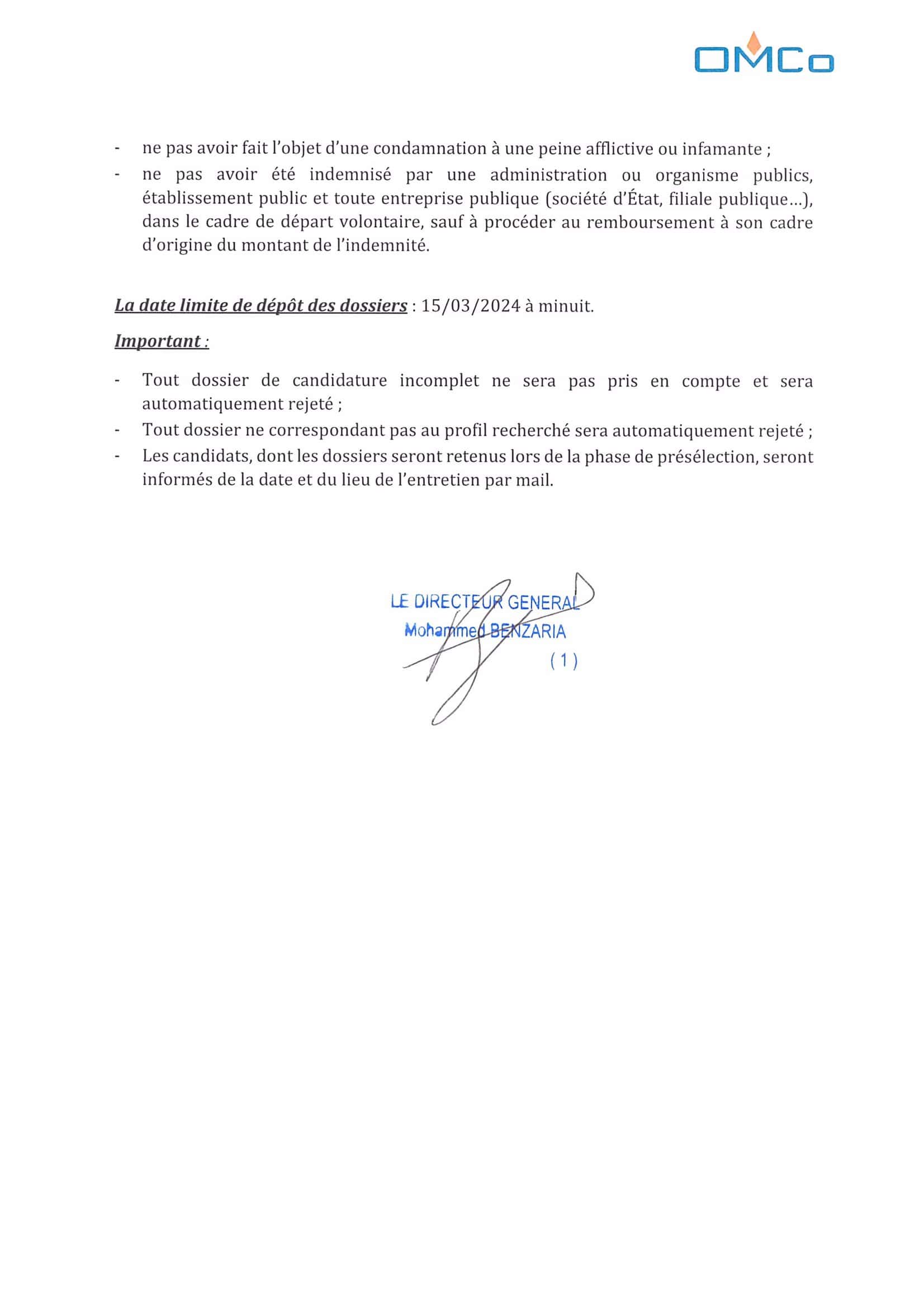 Concours de recrutement ONHYM 2024