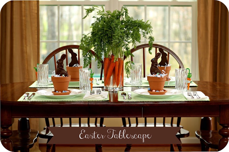 Easter chocolate bunny carrot centerpiece