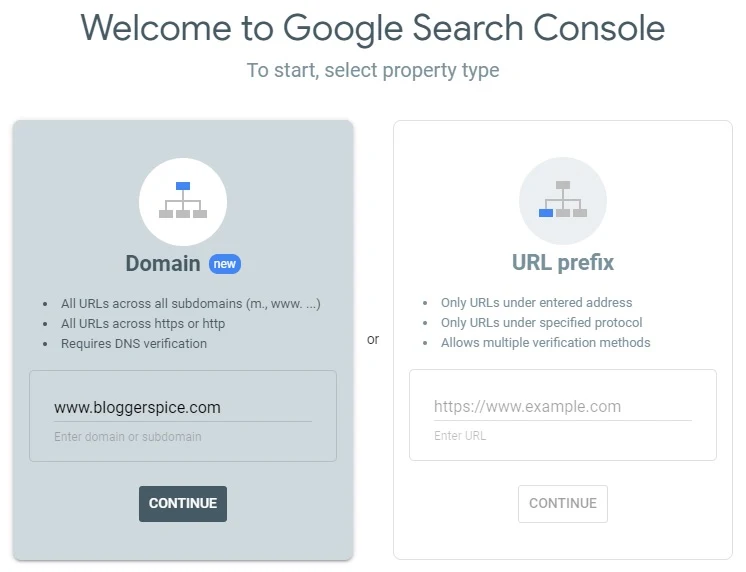 Google search console domain verification