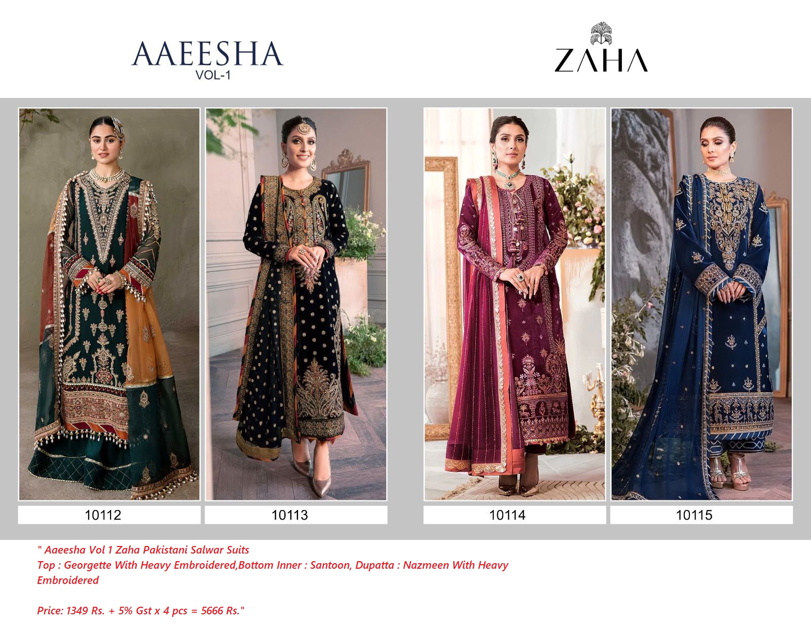 Buy Georgette Embroidery Aaeesha Vol 1 Zaha Pakistani Salwar