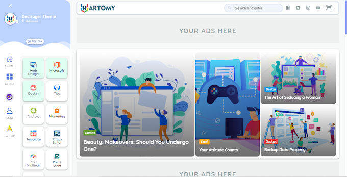 Download Template Hartomy Grid Terbaru Blogger Responsive