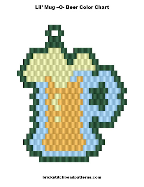 Free Lil' Mug -O- Beer Earring Brick Stitch Bead Pattern Color Chart