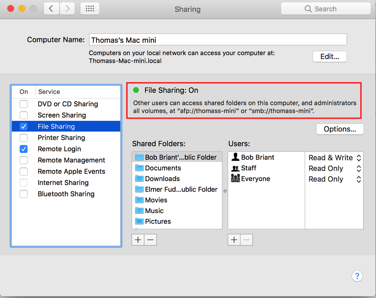 File Sharing ON