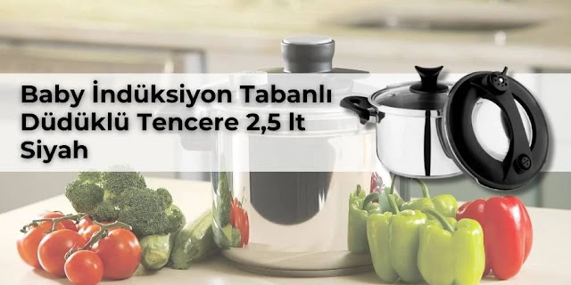 Baby İndüksiyon Tabanlı Düdüklü Tencere 2,5 lt Siyah